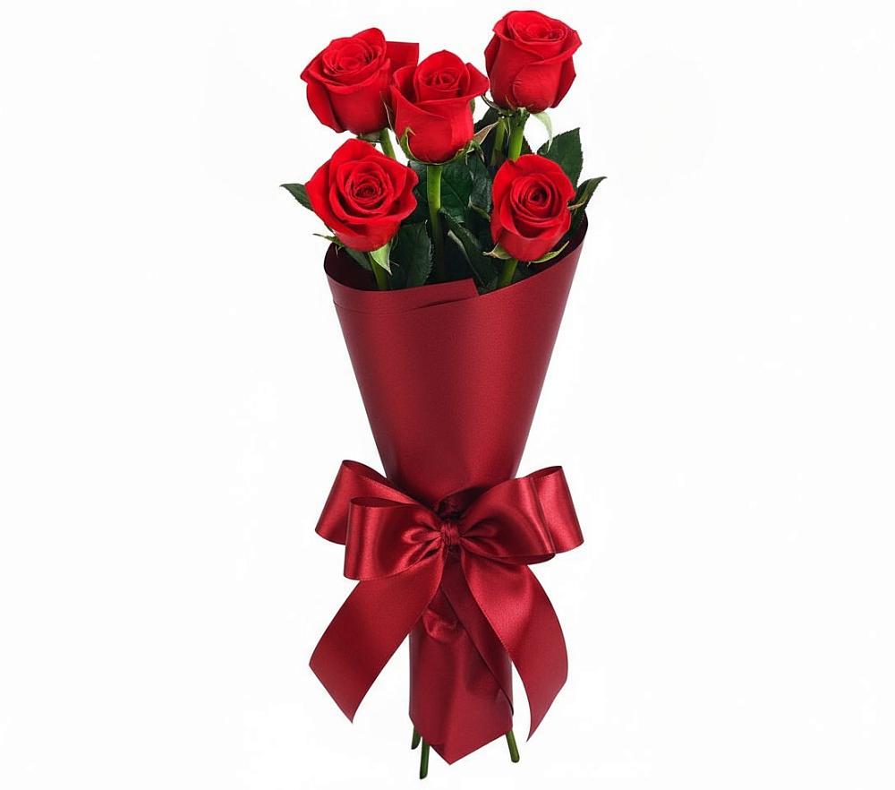 Букет 5 Красных роз Эдлесс Лав в Шишкино