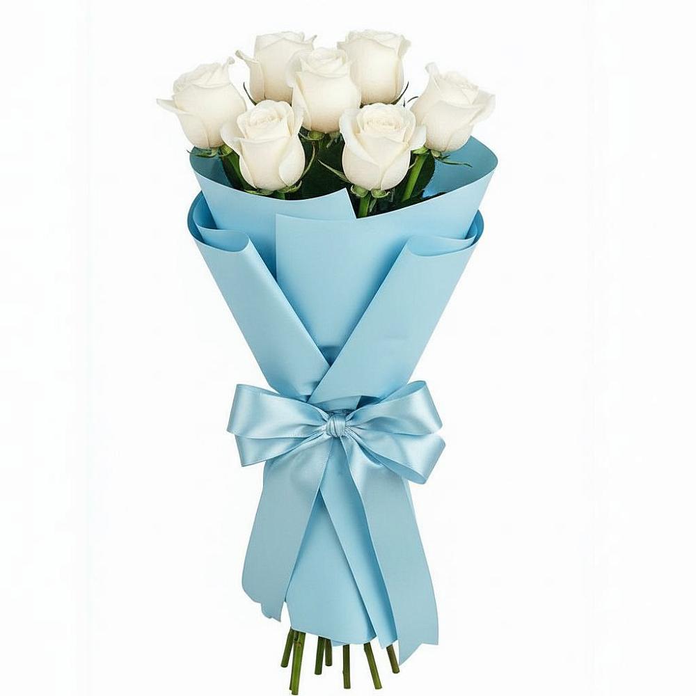 Букет 7 белых роз Проуд в Шишкино