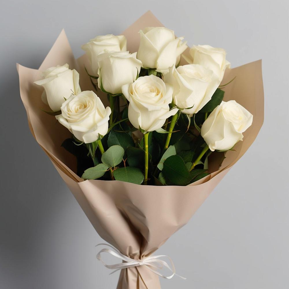 Букет 9 Белых роз Эдлесс Лав в Шишкино