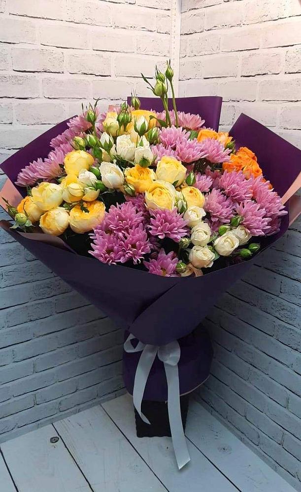 Букет цветов из: Хризантемы и Розы в Шишкино