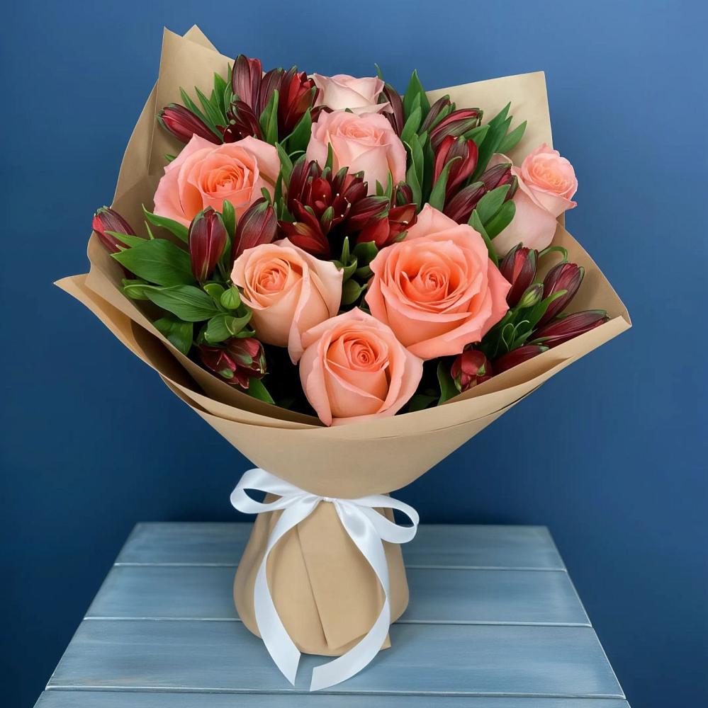 Букет цветов из: Розы и Альстромерии в Шишкино