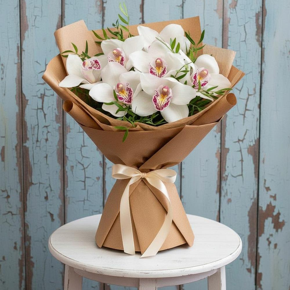 Букет цветов из: Орхидеи и Розы в Шишкино