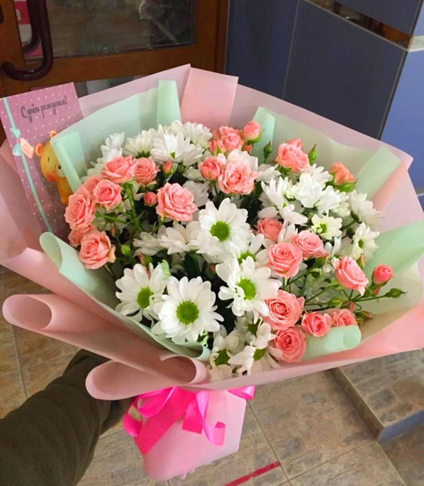 Букет цветов из: Розы и Хризантемы в Шишкино