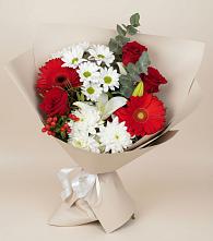 Букет цветов из:  Розы, Хризантемы, Герберы и Лилии #REPLACE_PRED# Шишкино
