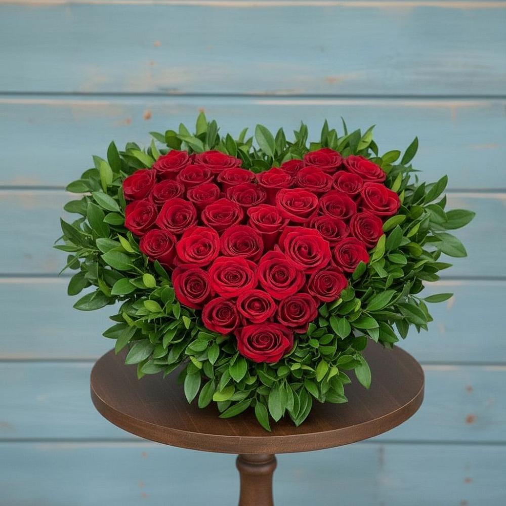 Цветочная композиция из Розы в виде сердца в Шишкино