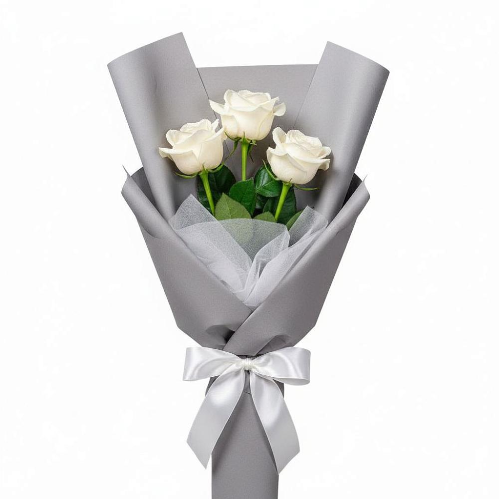 Букет 3 белые розы в Шишкино