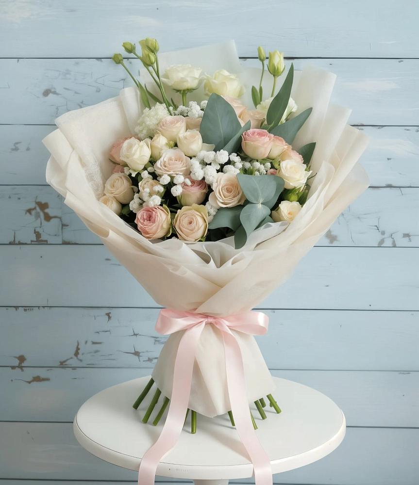 Букет цветов из: Розы и Лизиантусы в Шишкино