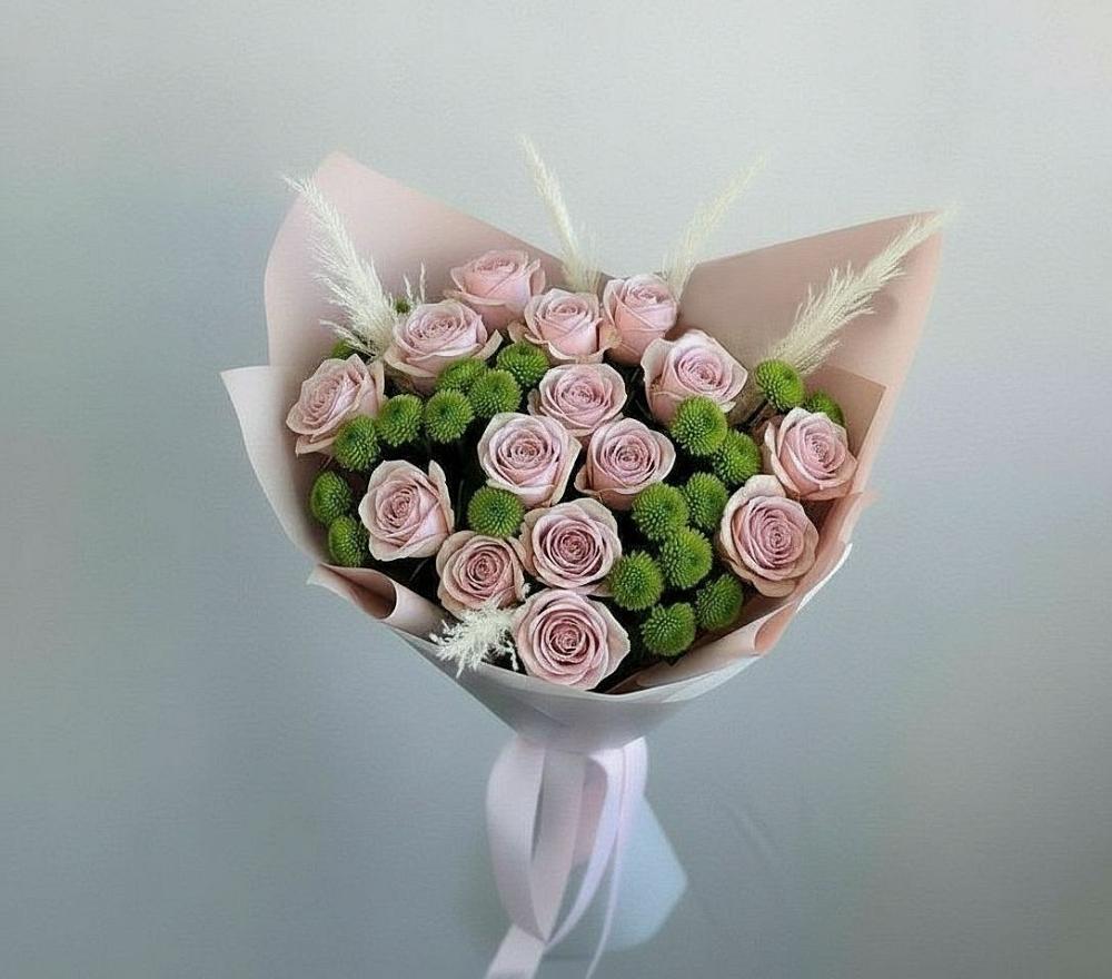 Букет цветов из: Розы и Хризантемы в Шишкино