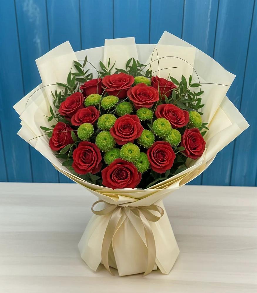 Букет цветов из: Розы и Хризантемы в Шишкино