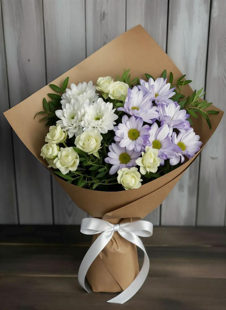 Букет цветов из: Хризантемы и Розы в Шишкино