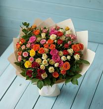 Букет Микс из разноцветных кустовых роз #REPLACE_PRED# Шишкино